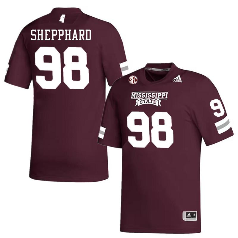 Men #98 Ashun Shepphard Mississippi State Bulldogs College Football Jerseys Stitched-Maroon